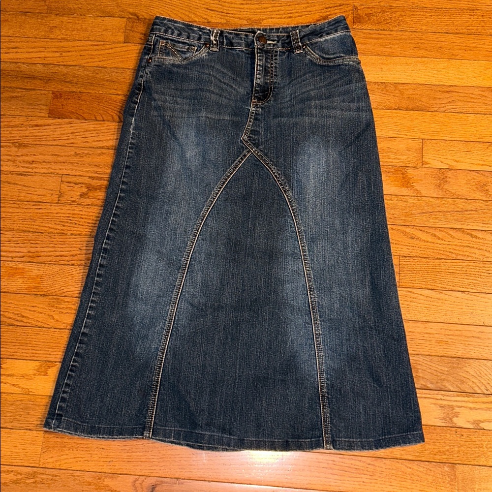 Baccini Denim Maxi Skirt Size 8 Blue Jean Heritage Capsule Preppy